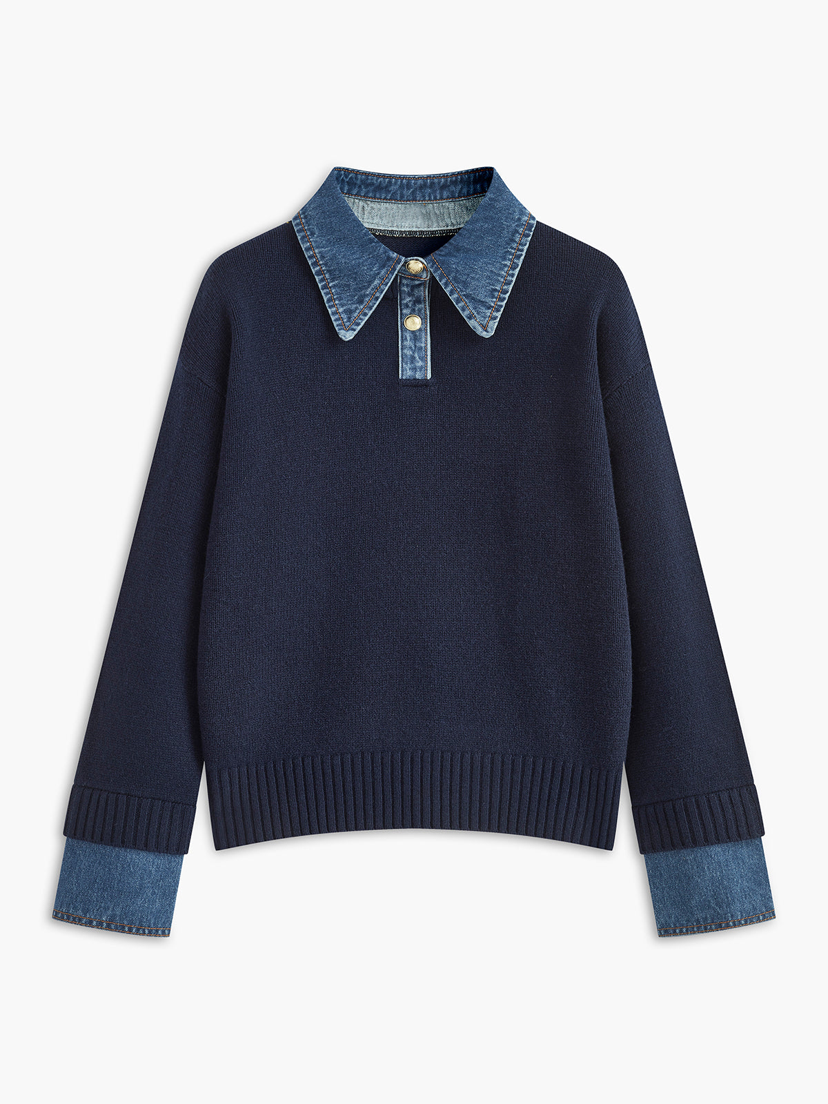 Luźny Sweter Z Klapami | Sweter Damski 2 W 1 0