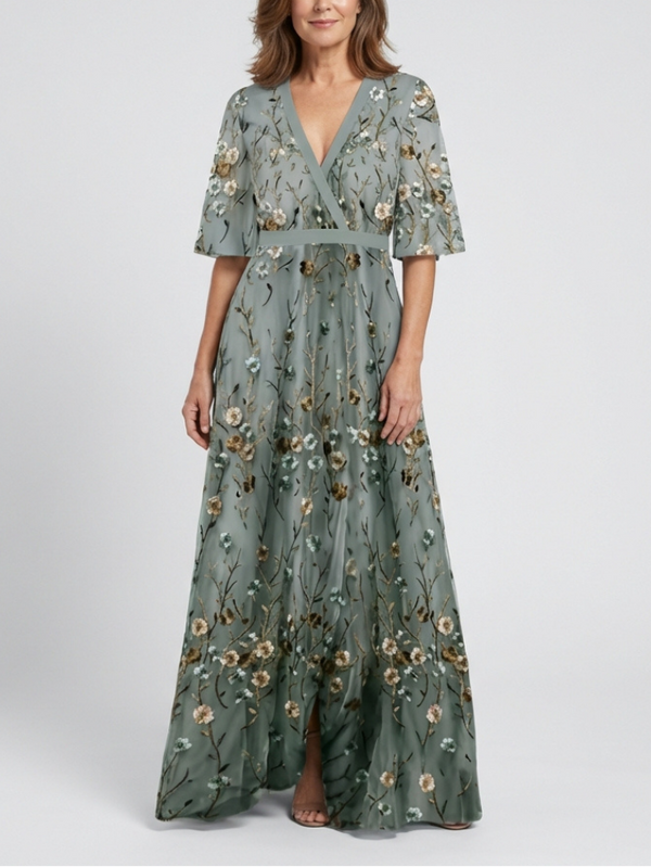 Sukienka Maxi Kwiatowa z Krótkim Rękawem | Elegancka Moda 0
