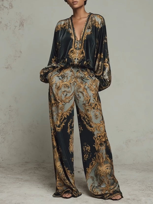 Barokowy Zestaw Dwuczęściowy | Elegancka Moda Damska 0