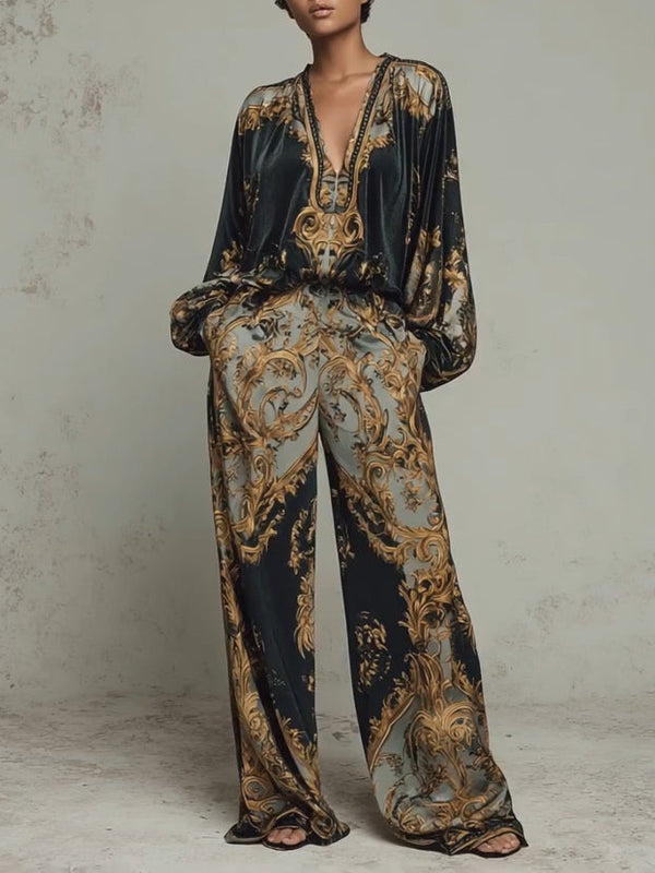 Barokowy Zestaw Dwuczęściowy | Elegancka Moda Damska 0