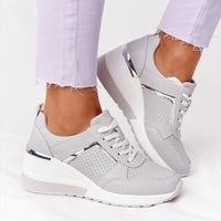 Sneakersy Damskie na Platformie — perforowana Cholewka i Amortyzująca Podeszwa
