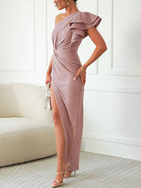 Czarna Sukienka Wieczorowa Diana | Elegancka Suknia z Falbanami 6