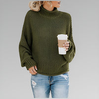 Sweter Damski z Golfem Oversize — ściągacz przy Mankietach