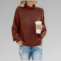 Sweter Damski z Golfem Oversize — ściągacz przy Mankietach
