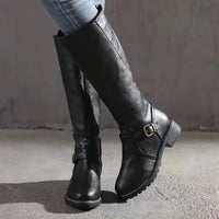 Damskie Skórzane Buty Z Klamrą | Wysokie Buty 1