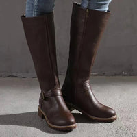 Damskie Skórzane Buty Z Klamrą | Wysokie Buty 2