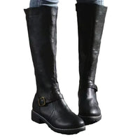 Damskie Skórzane Buty Z Klamrą | Wysokie Buty 4