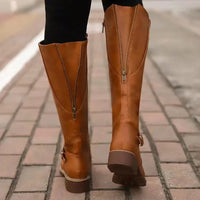 Damskie Skórzane Buty Z Klamrą | Wysokie Buty 5