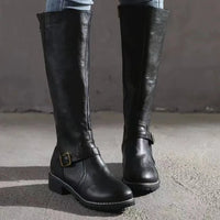 Damskie Skórzane Buty Z Klamrą | Wysokie Buty 6