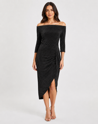 Midi Sukienka Koktajlowa Elegancka z Rozcięciem | Styl Wieczorowy 0