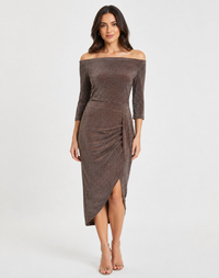 Midi Sukienka Koktajlowa Elegancka z Rozcięciem | Styl Wieczorowy 10