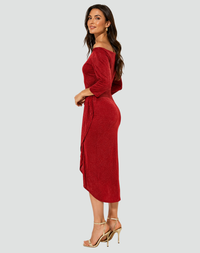 Midi Sukienka Koktajlowa Elegancka z Rozcięciem | Styl Wieczorowy 7