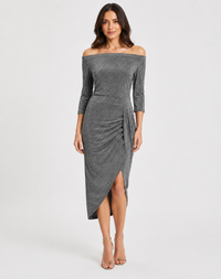 Midi Sukienka Koktajlowa Elegancka z Rozcięciem | Styl Wieczorowy 8