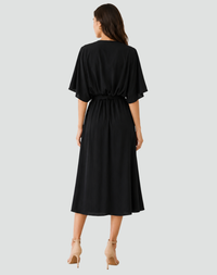Sukienka Gala Midi z Kopertowym Dekoltem | Elegancka Moda 2