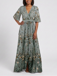 Sukienka Maxi Kwiatowa z Krótkim Rękawem | Elegancka Moda 4