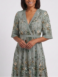 Sukienka Maxi Kwiatowa z Krótkim Rękawem | Elegancka Moda 5