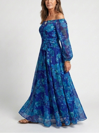 Sukienka Maxi Kwiatowa z Odkrytymi Ramionami | Sukienka Damska 1
