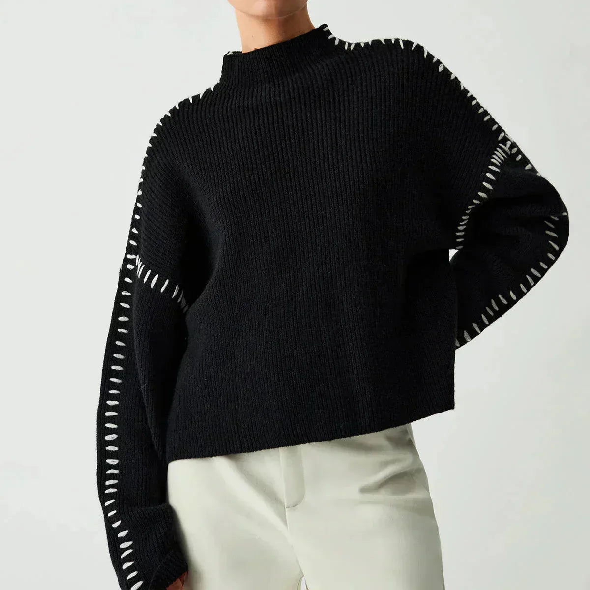 Sweter Damski Oversize z Półgolfem